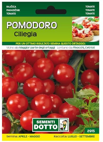 Sicignano | Semi Pomodoro Ciliegia, Frutti Sferici a Grappolo, Pianta Annuale Indeterminata Ciclo Vegetativo, Busta Extra - 1 Confezione da 0.4g, Necessita di Sostegno, Ciclo Medio-Precoce