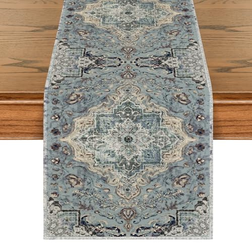 Artoid Mode Boho Bohemia Stil Vintage Grau Tischläufer, Bankett Tisch Küche Esstisch Dekoration Drinnen Urlaub Party Dekor 40x140 cm