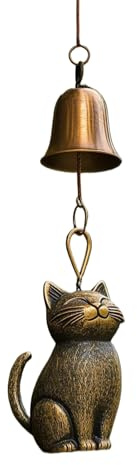 Tiere Windspiel Kinder, Katze Windspiel für Draußen, Kupfer Klangspiel Elegante Tierfiguren mit Glöckchen, Garten Dekoration Hängende Korridor Decor