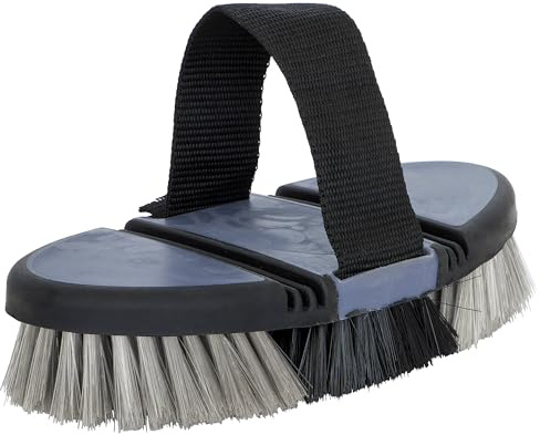 START FlexiBrush Pferdebürste – Elastische Pferdepflege Bürste zur sanften Fellpflege – Ergonomisch mit Handriemen – Ideal für empfindliche Pferdehaut (Schwarz/Grau)