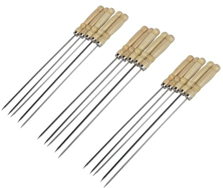 HANABASS 25stücke Flache Edelstahlspieße Mit Holzgriff Für Grillen Wiederverwendbar Rostfrei Robust Für Täglicher Gebrauch Grillspieß Grillstab Aus Edelstahl Grillgut Gleichmäßig Garen