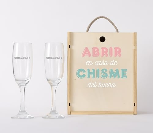 NANNUK | Copas De cava Personalizadas De Cristal | Regalos Para Mujer Y Hombre | Copas De cava Grabadas | Regalo Dia de la Madre (Chisme, CREA TU COPA 2 COPAS)