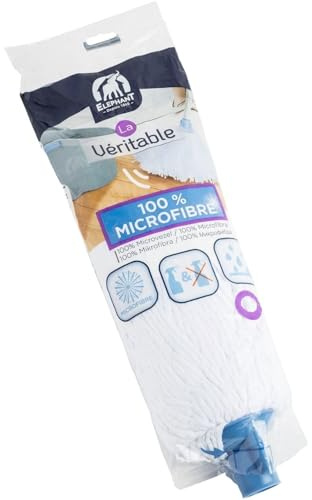 ELEPHANT – Serpillière à Franges Microfibre Antibactérienne, Nettoyage Efficace et Douceur Durable (Tête de Rechange) - Le Lot De 3