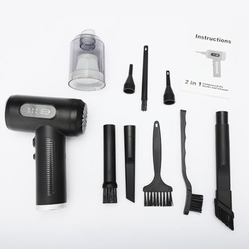 Aspirador de mano inalámbrico 50000 Pa, 6000 mAh, cargador USB, pantalla digital, portátil, agua y polvo, para coche, casa, cocina, pelo de animales (negro-A)