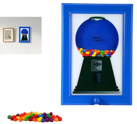 Sinbana Candy Dispenser Picture Frame, Handy Candy Frame Gumball Machine Sweet Dispenser for Desk Countertop Wall Mount, Fun Snack Display for Kids Adults Gifts Office Home Decor (Blue)