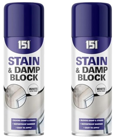 SDMAX Stain & Damp Block Spray, White Satin Finish, Durable and Waterproof, Non Cracking, Quick Drying, Easy to Use, Ideal for Covering Rust, Mould, and Damage, 400ml, 2PCS