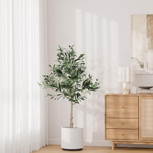 Dripex Olivenbaum Künstlich 120cm, Kunstpflanzen groß für Wohnzimmer, Büro | Pflegefre wasserdicht flexibel in der Platzierung und nach Bedarf anordnbar