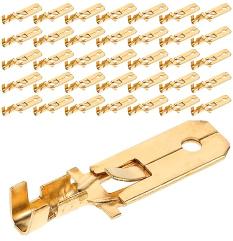 iplusmile 200 Pezzi Terminali Maschio Lama Rame per Connessione Cavi Auto Non Isolati Connettori Spina per Altoparlanti e Parti Clacson Compatibili con Vari Modelli Veicoli