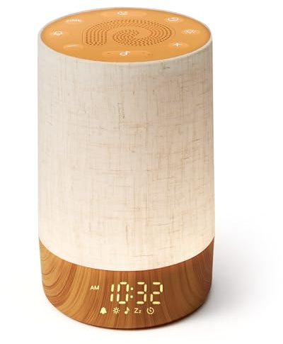 Dreamegg Väckarklocka med favoritläge, väckarklocka naturligt ljus, 29 avkopplande ljud, nattljus 20 ljusstyrkenivåer, varmt och kallt ljus, display 5 nivåer, timer och snooze