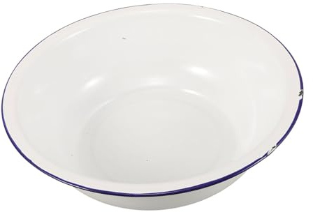 Mobestech Palangana para Remojar los Pies Esmaltada de 32cm, Diseño Vintage Fácil de Limpiar, Multifuncional para Baño y Cocina