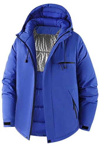 Caxndycing Giacca invernale da donna, calda, trapuntata, leggera, con cappuccio, per le mezze stagioni, invernale, per il pane, Blu, XXL