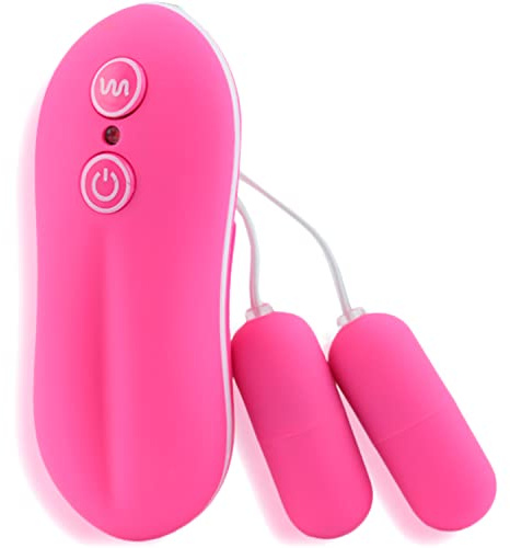 FOPS 2-piece Set vibro Eggs Pink – Quiet mini Vibrators with 20 Modes & Wired Control for Women | Strong Vibration & Discreet Pleasure M14-2