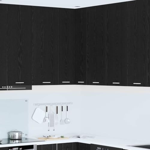 YuuSsea Modern Hanging Corner Cabinet, Black Oak and White, 57x57x100 cm Engineered Wood, Durable Storage Pantry Utility Solution for Kitchen
