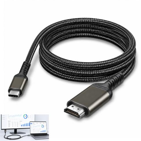 Cable USB C a HDMI, Cable Tipo C a HDMI 4K 2M, Tipo C a UHD Thunderbolt 3/4 Compatible con iPhone 17/16/15 Pro Max MacBook Pro/Air iMac iPad Pro/Air Samsung Galaxy S24/S23 Ultra TV Monitor