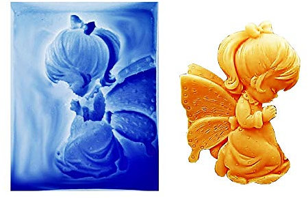 Lovelegis Moule en Silicone Ange Fillette priant pour Savon résine plâtre décoration spirituelle protectrice créative Cadeau Artisanat