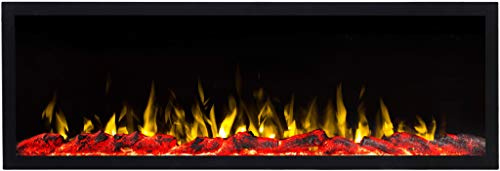 AFLAMO Pride S-Chimenea eléctrica empotrable/de Pared, sin función de calefacción, Efecto de Llama Realista, tecnología LED.(182,8x42x12,8)