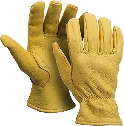 AMERICAN FUR MEN`S FULL GRAIN TAN DEERSKIN LEATHER GLOVES LINED (Large)