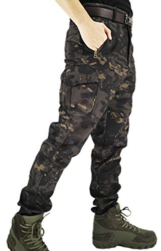 Onsoyours Herren Softshellhose Jagd Hose Fleece Gefüttert Sport Skihose Wanderhose Trekkinghose Verschleißfest Outdoor Hose Funktionshose Winterhose Mit Tasche D Gelb L