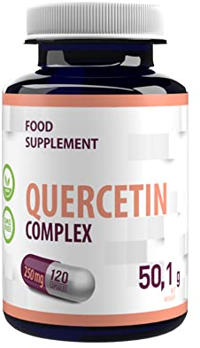 Quercetin Komplex 500mg Portion 120 Vegane Kapseln, Laborgeprüft, Hochdosiert, Nicht GVO, keine Füllstoffe oder Zusatzstoff