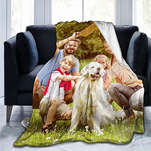 UOOYAA Fotodecke mit Eigenem Foto Name,Super Weich Personalisierte Foto Decke Selbst Gestalten Bedrucken Lassen Kuscheldecke Geschenk für Freunde Familie Geburtstag Weihnachten(1 Foto)