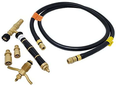 ORCA Propane Torch with Hose, Three Multi-Size heads Soldering, Welding, Heating, Annealing, Craft Work, Mapp Gas Torch with Flame Control, Handheld Blow Torch with 50 Hose (Adapter for 5 GAL.Tank)