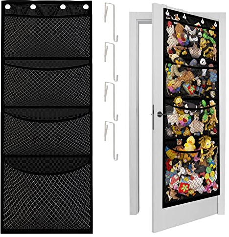 Bolsa de Almacenamiento para Colgar en Pared con 4 Bolsillos, Bolso Colgante Pared Multifuncional, Bolsas de Almacenamiento para Colgar Baño Impermeable con 4 Ganchos para Guguetes, Pañales, Toallas