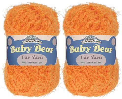 JubileeYarn Baby Bear Garn – tjock polyesterpäls – 100 g/skein – apelsinskal – 2 hudiner