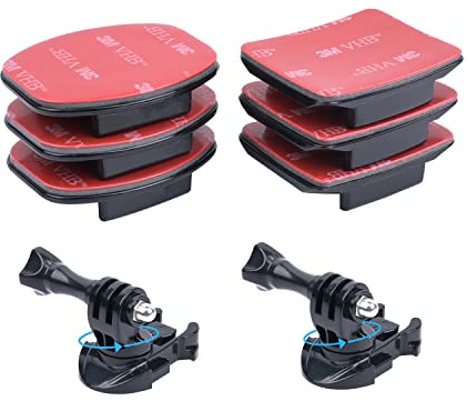YHTSPORT Klebehalterung Flache Gebogene Klebepad Helm Halterung Helmbefestigung,3M Klebepads für GoPro Hero Insta 360 X5 X4,360°Schnellverschluss-Schnallenclip und Klebehalterungen für Action-Kamera