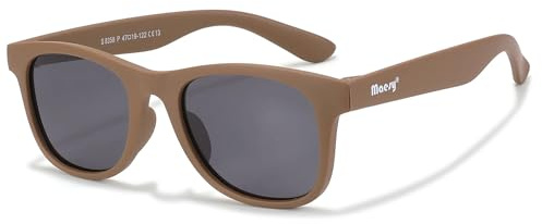 Maesy Occhiali da Sole Bambini Lino 3-6 Anni - Lenti Polarizzate UV400 Categoria Filtro 3 - Montatura Flessibile - Design Quadrato, Sicuri e Confortevoli - Lino, Marrone Taupe