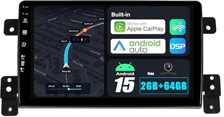 JOYX Android 12 IPS bilradio passar Suzuki Grand Vitara (2005–2015) – inbyggd Carplay Android bil – Gratis backkamera – 2G + 32G – 9 tum 2 Din – DSP DAB rattstyrning WiFi fast båt