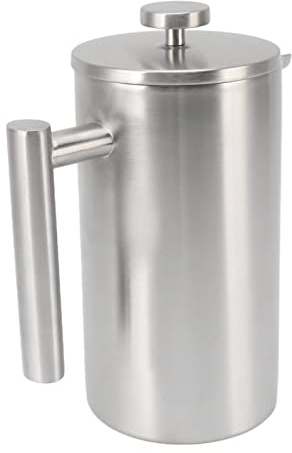 Metal Cafetiere Insulated cafetiere Double Wall Insulated Coffee Press, Rust Proof Stainless Steel French Press Coffee Maker Prevent Corrosion Dishwasher Safe 1L for Camping