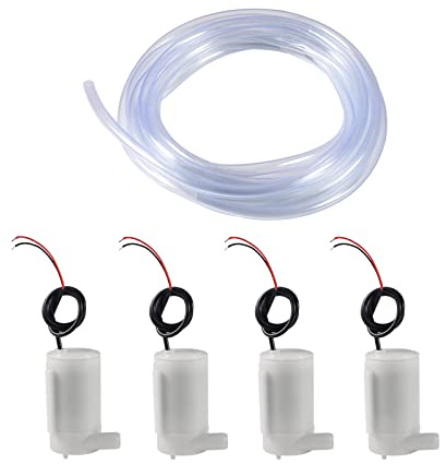 ALAMSCN 4PCS Mini Water Pump DC 3V -5V Submersible Pump + 3M Clear Tubing Flexible PVC Tubing for Aquariums Fish Tank Fountain Hydroponics
