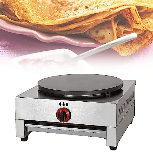 Máquina para hacer crepes redonda comercial, máquina para hacer panqueques con placa de olla antiadherente de 40 cm de diámetro, cuerpo de acero inoxidable de 110/220 V, máquina