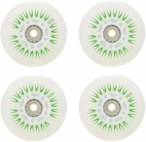 Light Up Roller Skate Wheels Outdoor, med kullager LED Glow in The Dark Inline Skate Skate Wheels Tillbehör, for reparationsersättningsuppgradering, for barn & vuxna & tonåringar/146(Green,76mm)