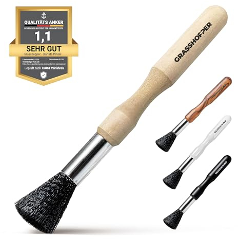 Grasshopper Barista - Pennello vegano per la pulizia del pennello da caffè (moderno design naturale) per macchina portafiltro e macchina da caffè
