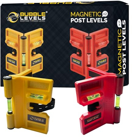 BUBBLE LEVELS | 2 Pack | Adjustable Folding Magnetic Spirit Levels | Magnetic Post, Pipe, Column and Corner Levelling Spirit Level | 188 mm x 134 mm