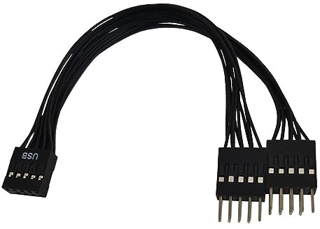 Myazs USB 9 Pin To Double 9Pin Adapter Shielded USB 9Pins To 2x 9 Pin Converter For Motherboard USB Power Extension 17CM USB Cable USB Splitter USB Hub USB Extension Cable USB Converter