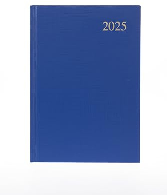 Collins Essential ESSA53.60-25 Business-Terminplaner 2025, A5, Wochenplaner mit Ledernarbung, Hardcover, Blau