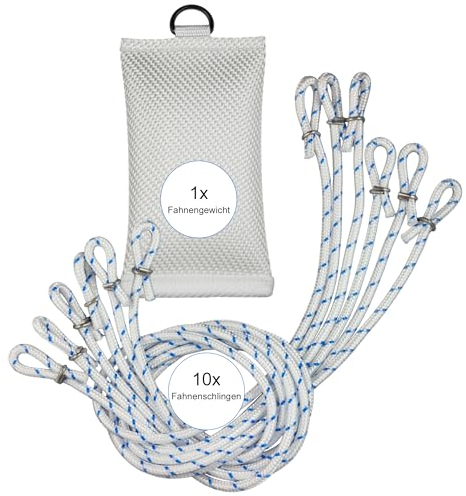 FBS Set aus 700g Fahnengewicht + 10 Fahnenschlingen für Fahnen und Fahnenmast mit Durchmesser bis 100mm (Set)