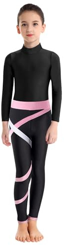 MSemis Mädchen Sport Tanz Kleidung Set Lange Ärmel Tanzbody Leotard mit Colorblock Leggings Gymnastik Eiskunstlauf Anzug Trainingsanzug Gr.110-164