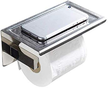 Toilettenpapierhalter aus Metall - Toilettenpapierhalter - Toilettenpapierrollenhalter aus Edelstahl mit Ablage zur Wandmontage für Badezimmer, gebürstet