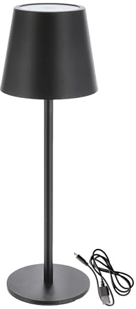 Spetebo Metall Akku Touch Leuchte 26 x 9 cm - schwarz/wiederaufladbar - Design Tischleuchte mit LED in kalt und warm weiß - Nachttischlampe Schreibtischlampe Deko Lampe dimmbar
