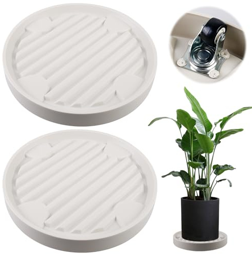 Asfrode 2 Stück Pflanzenroller, 28cm Kunststoff Blumentopf mit Räder, Rolling Plant Stand mit Rollen, Rund Blumentopf Ständer, Beweglicher Pflanzwagen für Indoor, Outdoor, Home, Garden Tools