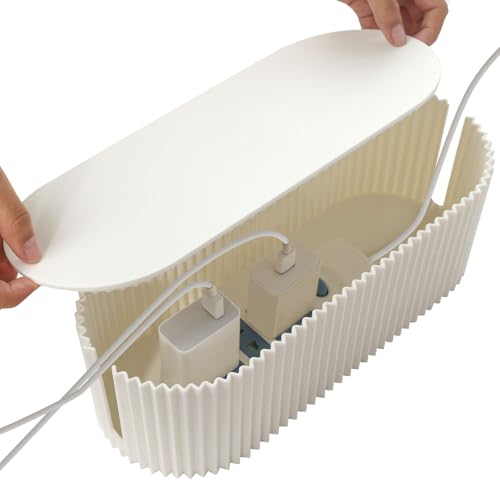Scatola di Gestione dei Cavi Scatola Porta Cavis Scatolas Nascondi con Coperchio e 12 Fascette Scatolas Cavi per Organizzare Cavis Organizer Portacavi per Cavo Ciabatta