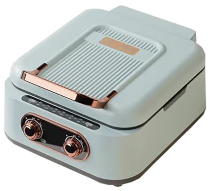 Sartén Eléctrica para Hornear, Sartenes Eléctricas de Doble Cara, Olla Caliente con Parrilla, Sartenes Eléctricas Antiadherentes con Tapas, para Filetes de Barbacoa Coreanos(Green)