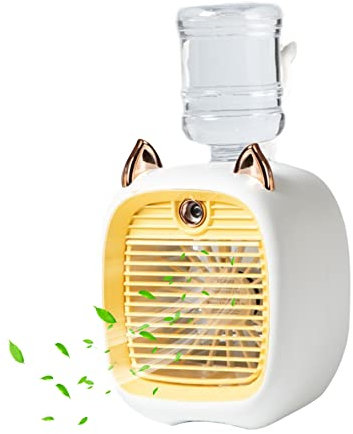Obelunrp Mini Air Cooler Fan 3-Speed USB Charging Mini Air Conditioner Fan Cute Quiet Personal Cooling Fan with 270ml Water Tank Desk Fan for Home Office Yellow, Mini Air Cooler Fan, Mini Air Cooler