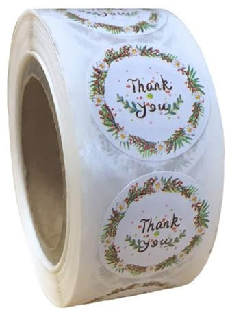 Beimus 2500pcs Wreath Thank You Stickers 1inch For Wedding Handmade Envelope