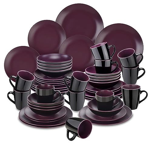 ZHCHAO 48-Piece Matte Stoneware Crockery Tableware Set with Dinner Plate Dessert Plate Bowl Mug