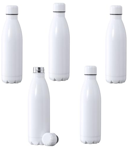 Pack 5 botellas térmicas para sublimación, 500 ml, acero inoxidable