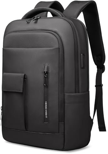 Rucksack Herren, Groß 16 Zoll Laptop Rucksack Handgepäck Wasserdicht Schulrucksack mit USB-Ladeanschluss, Anti-Diebstahl Tagesrucksack Business Backpack für Arbeit Reise College Freizeit, Schwarz